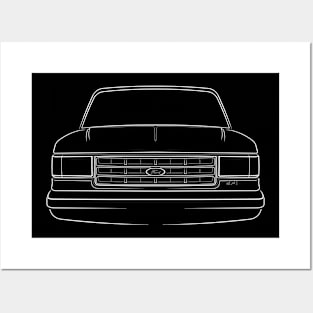 front/profile - 1987 Ford f-150 4x4 - stencil, white Posters and Art